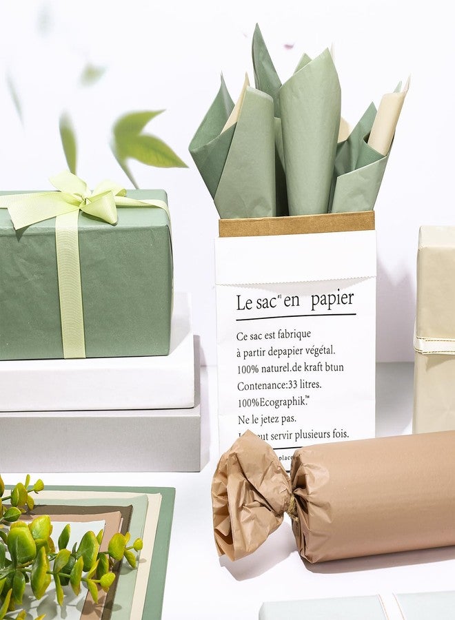 Whaline 90 Sheets Brown Green Tissue Paper Assorted Color Sage Green Brown Gift Wrapping Paper 13.7 x 19.6 Inch Boho Solid Color Tissue Paper for Wedding Birthday Baby Shower Party DIY Crafts - Image 3